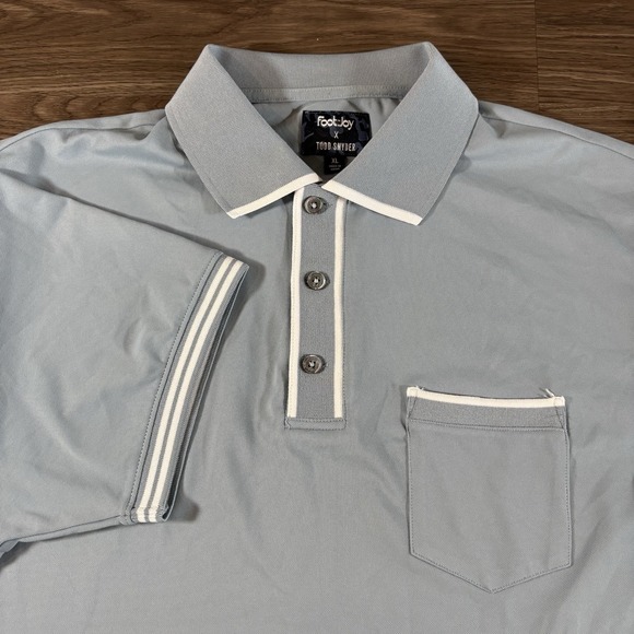 FootJoy X Todd Snyder Men XL Polo Shirt Short Sleeve Golf Poly SpandexRetro Blue - Picture 1 of 7
